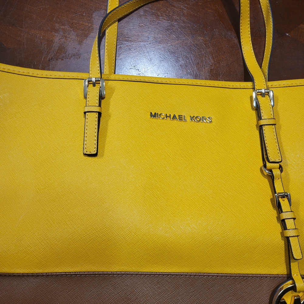 Michael Kors Yellow and Brown Tote